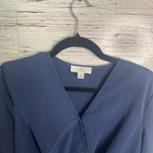 Halston Blouse  top blue size small - Picture 4 of 8